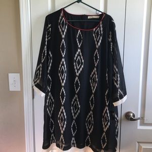 Aztec print chiffon shift dress