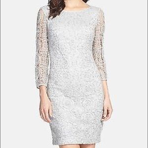 Adrianna Papell Silver Sequin Shift Dress