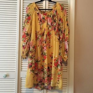 Long sleeve floral swing dress