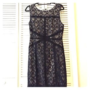 Mini lace dress with contouring seams
