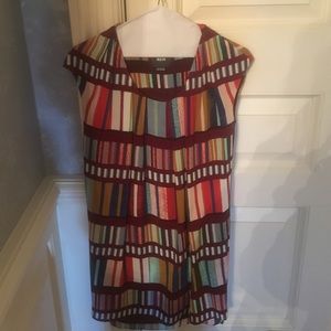 Anthropologie Multicolor Striped Pleated Dress