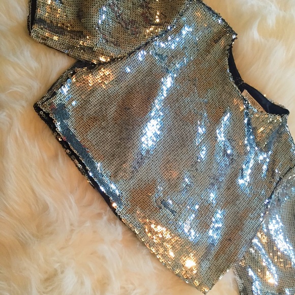 Backless Sequin Crop Top