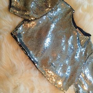 Backless Sequin Crop Top