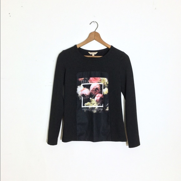 Black Floral 'Unforgettable' Long Sleeve Shirt