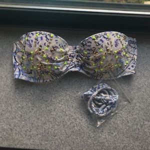 The flirt push up bandeau bikini top with gems