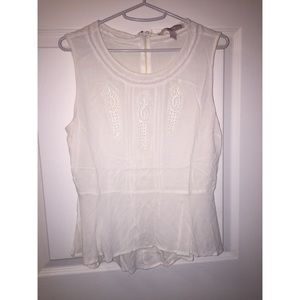 F21 Contemporary White Peplum Sleeveless Shirt L