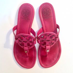 Tory Burch Miller Fuschia Leather Sandals Size 7