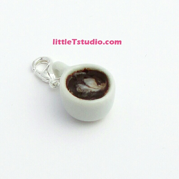 Coffee Cup Jewelry Clip With a Heart Cream Swirl!
