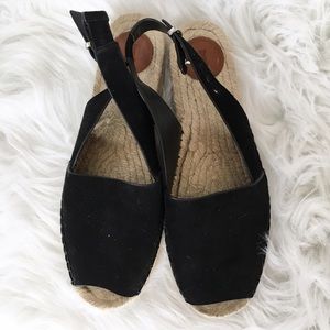 French Connection Black Peep Toe Espadrilles