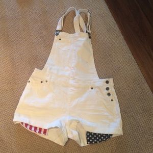 White overalls with American flag pockets!