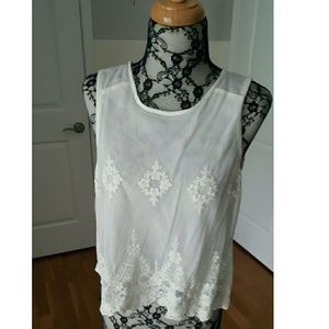 Forever 21 White Lace Sleeveless Top Blouse