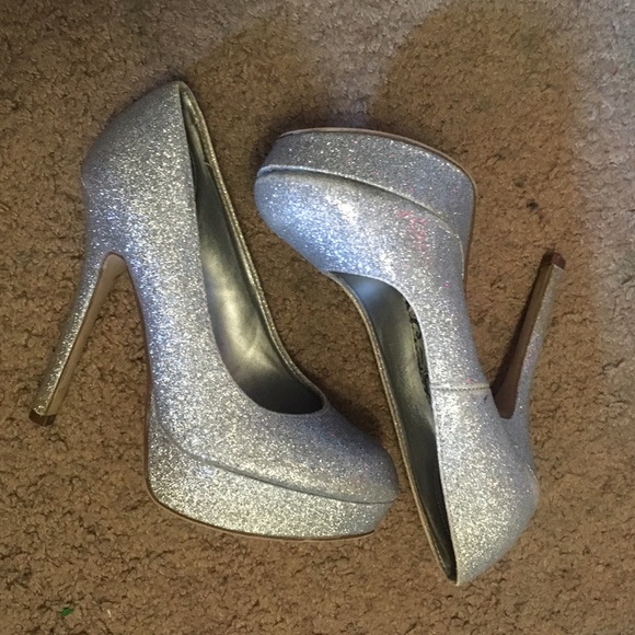 Silver Glitter Heels