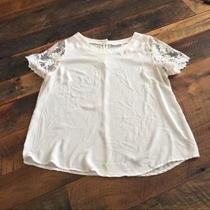 White lace blouse & black t shirt dress