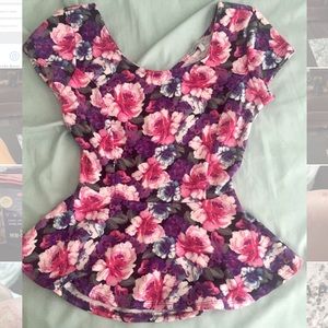 Charlotte Russe pink floral peplum top