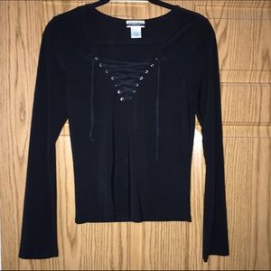 Black lace up top