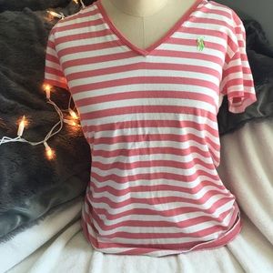 Authentic coral striped Polo t-shirt