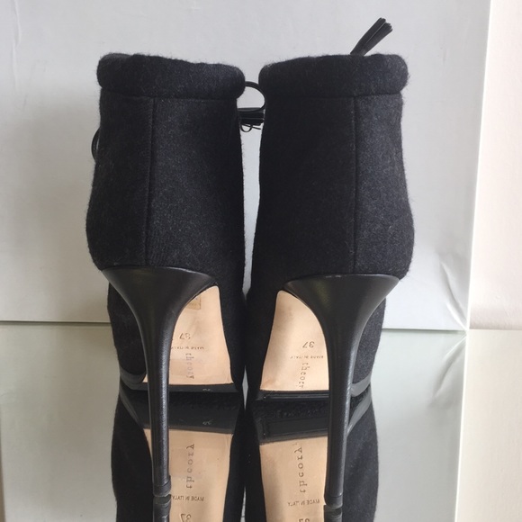 Theory Flannel Leather Lace Up Heeled Bootie - Picture 3 of 4