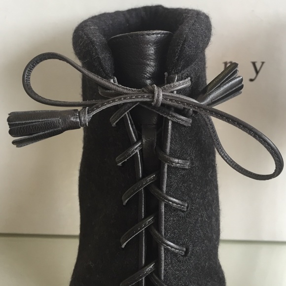 Theory Flannel Leather Lace Up Heeled Bootie - Picture 4 of 4