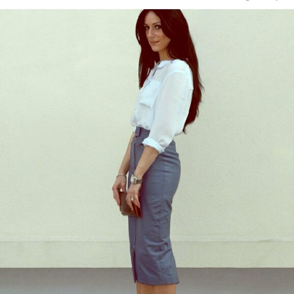 Asos leather pencil skirt blue/gray