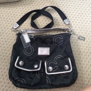Black and Silver Coach Poppy Bag