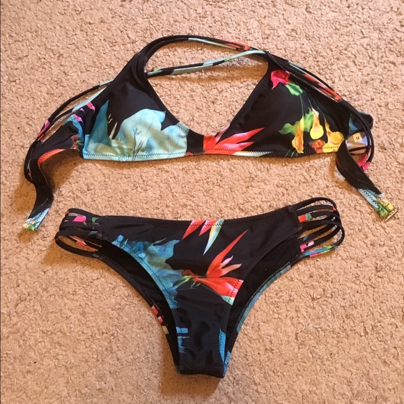Floral & Black Bikini