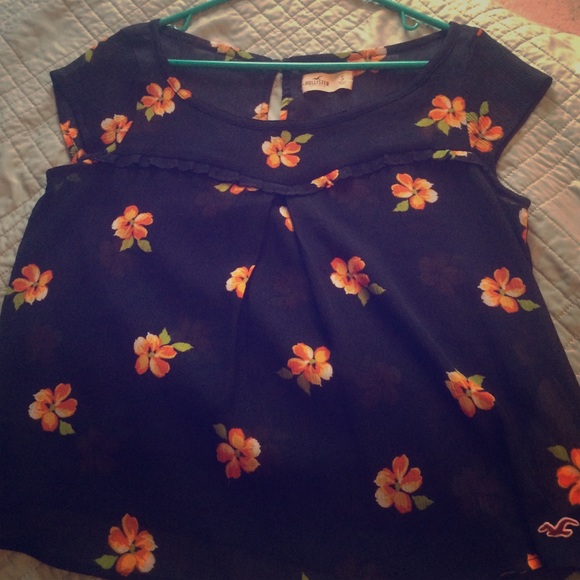 Hollister Small Blouse Floral Navy