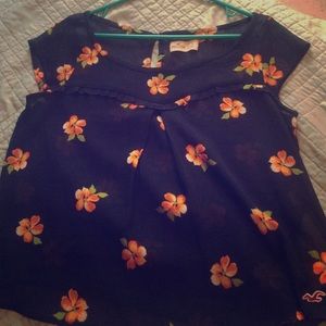 Hollister Small Blouse Floral Navy