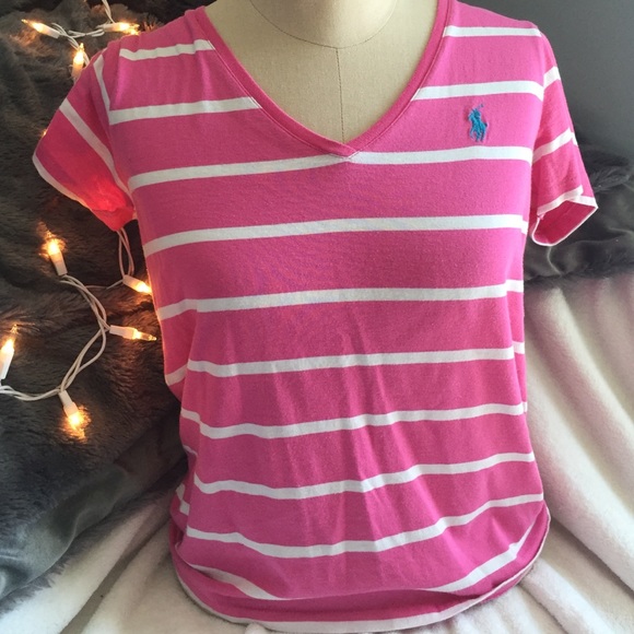 authentic hot pink striped Polo tee