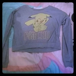 Pikachu Long Sleeve Crop Top T-shirt