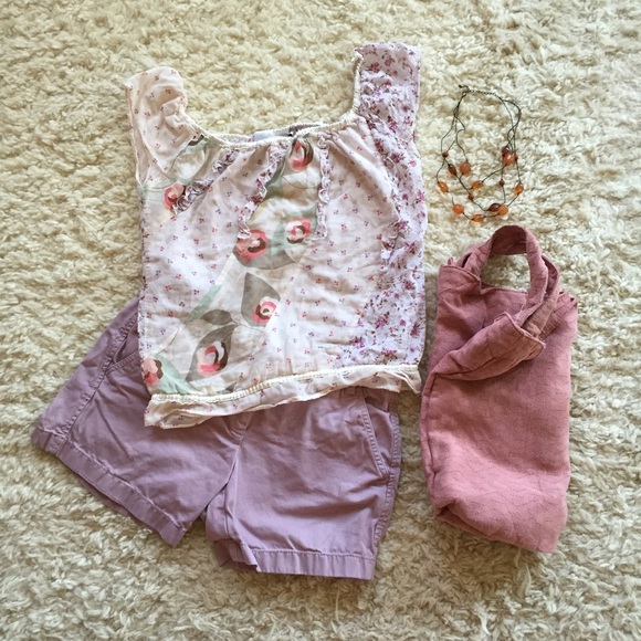 Pink and purple mixed floral patterned top