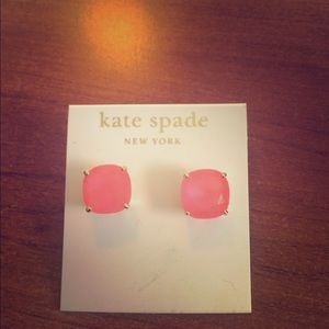 Kate Spade bright pink small square studs