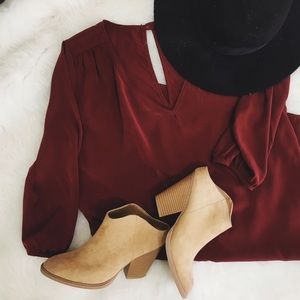 🔵selling on MERCARI Maroon silky dress