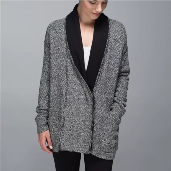 black thick knit cardigan