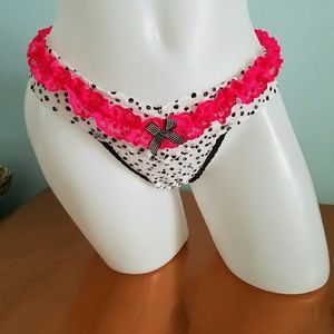 NWT Victoria's Secret Black&White Polka Dot Thong