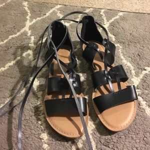Black lace up sandals