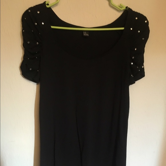 Black Top with Diamond Studs