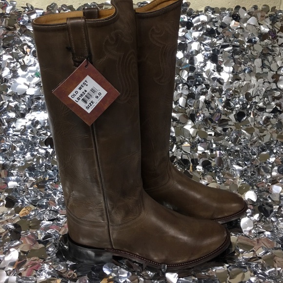 Brown tall boots.