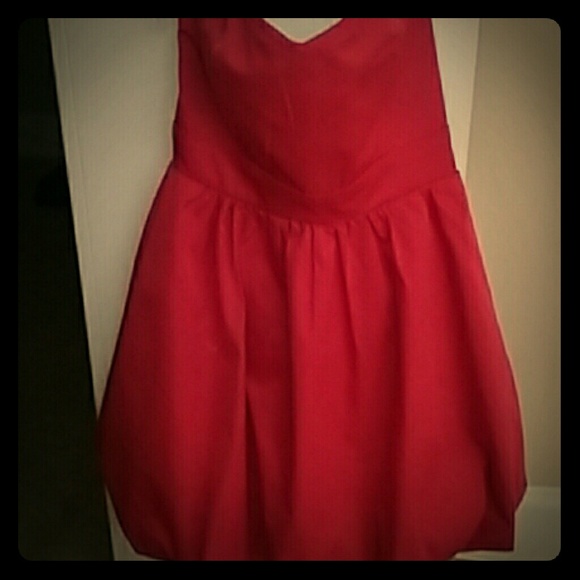 Vintage Dorothy cherry red satin strapless dress
