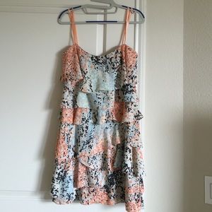BCBGMaxazria Ginger Strapples Ruffled Silk dress