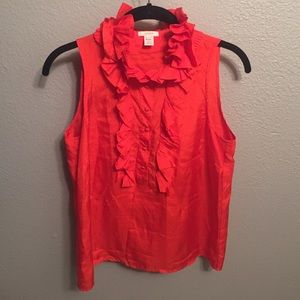 Lovely vibrant orange ruffle neck by J.Crew