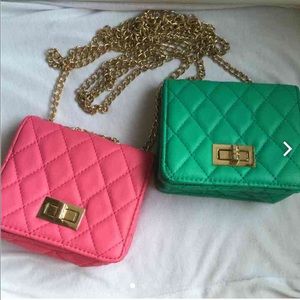 Cute chain mini purses 2 turquoise and pink
