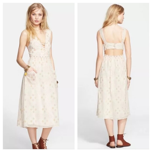 Free People Wildflowers Open Back Midi Dress S - Picture 2 of 8