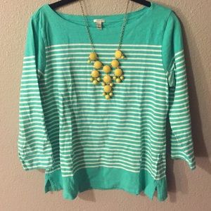 J.Crew boatneck mint Breton stripe top
