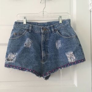 Urban Outfitters High Waisted Embroidered Shorts