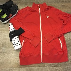 Red Nike zip up sweater