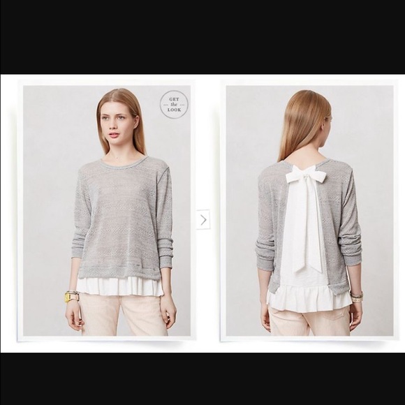 anthro clu willoughby ruffled ribbon swweater