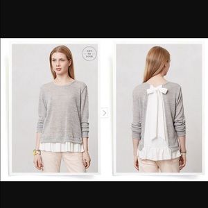 anthro clu willoughby ruffled ribbon swweater