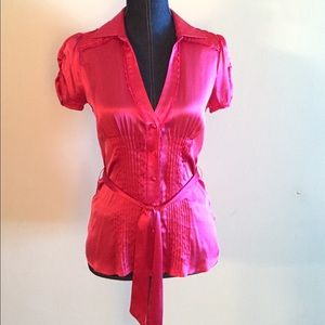 Fuschia silk top by Bebe