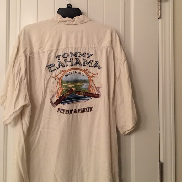 Tommy Bahamas cream men's dress shirt
