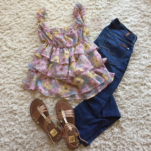 Pink ruffle top